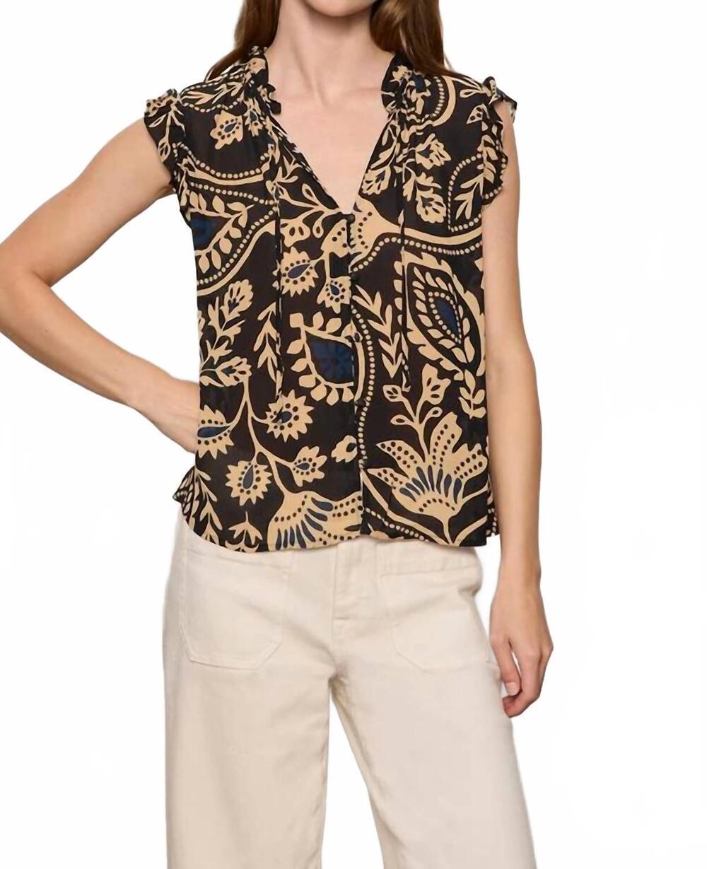 NEW SANCTUARY living it best button top in black tan